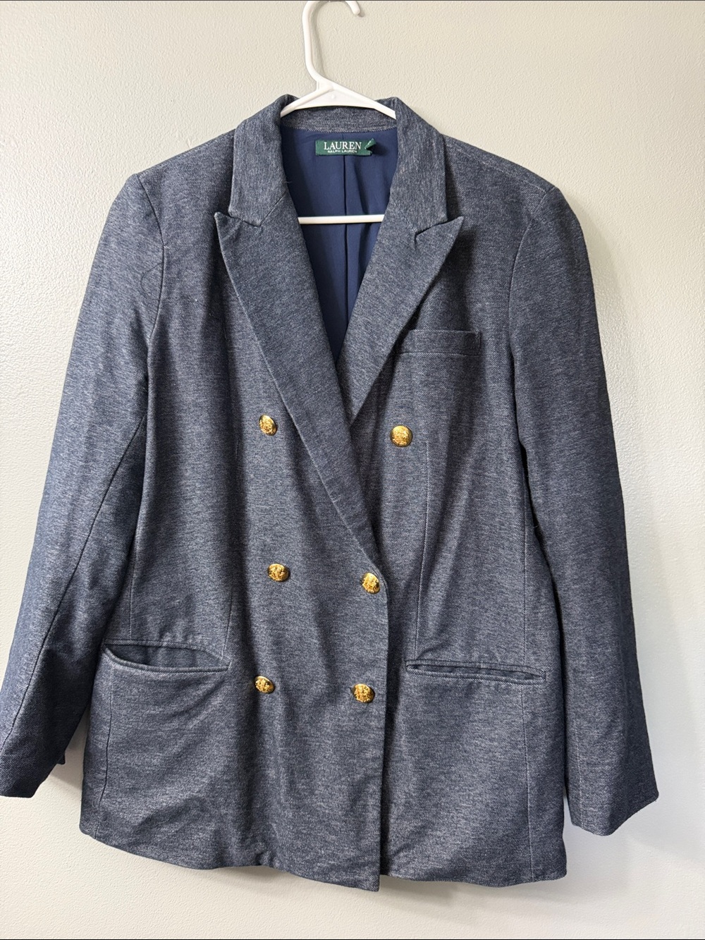 LAUREN Ralph Lauren Navy-Double-Breasted Blazer with Gold Buttons 16